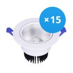 Mehrfachpackung 15x LED Deckenstrahler Rund Schwenkbar 15W 1200lm 60D - 930 Warmweiß | 135mm - Ausschnitt 110mm - UGR <19