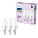 Mehrfachpackung 3x Philips Glühbirne LED E14 Kerze Matt 5W 470lm - 827 
