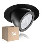 Lot 8x Spot Encastrable LED V2 Aluminium Noir 35W 3000lm 36D - 930-957-940 3CCT | 160mm - Diamètre 160mm - IP20 - Meilleur Rendu De Couleur