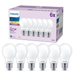 Lot 6x Philips Ampoule LED E27 Poire Dépolie 7W 806lm - 827 