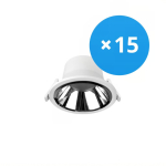 Lot 15x Spot encastrable LED 9W 1100lm 60D - 840  | 145mm - Alu Réflecteur - UGR <19